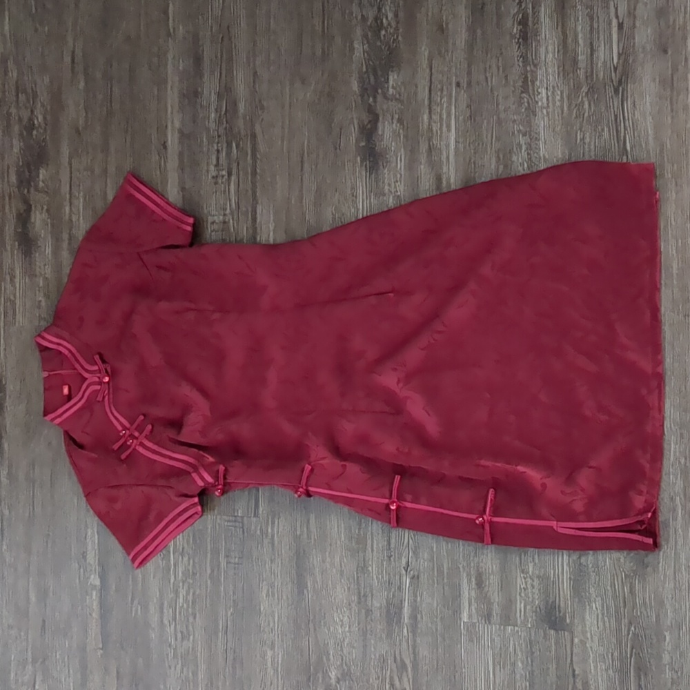 floral jacquard mini Qipao